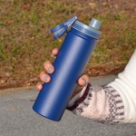FlyLady's 25 ounce/750 ml Powder-Coated Stainless Water Bottle in Navy Blue